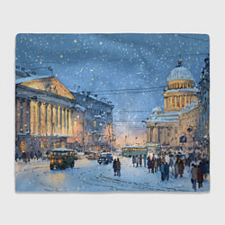 Плед флисовый Снежный новогодний Питер, цвет: 3D-велсофт