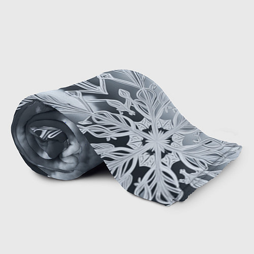 Плед Снежинка на черно белое / 3D-Велсофт – фото 2