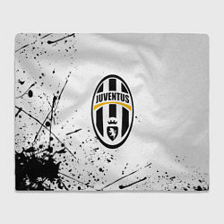 Плед флисовый Ювентус черные краски всплеск, цвет: 3D-велсофт