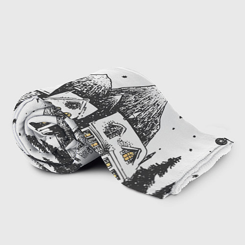 Плед Черно-белый новогодний город / 3D-Велсофт – фото 2