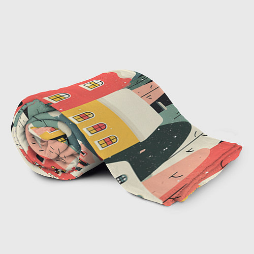 Плед Разноцветные новогодние дома / 3D-Велсофт – фото 2