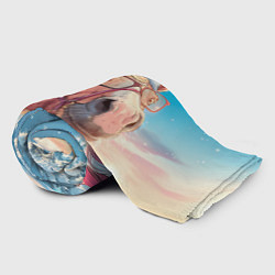 Плед флисовый Новогодняя лошадь в очках, цвет: 3D-велсофт — фото 2