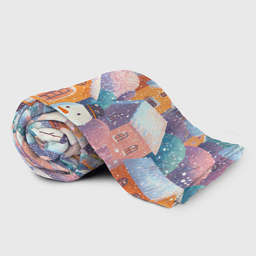 Плед Дети во дворе лепят снеговика / 3D-Велсофт – фото 2