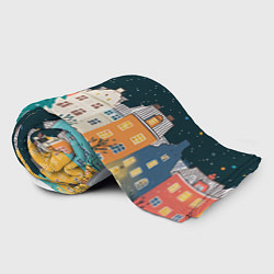 Плед флисовый Новогодняя ночь в городе, цвет: 3D-велсофт — фото 2