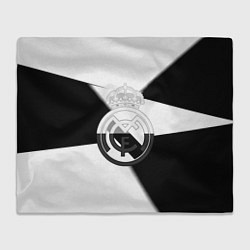 Плед флисовый Реал Мадрид геометрия полосы, цвет: 3D-велсофт