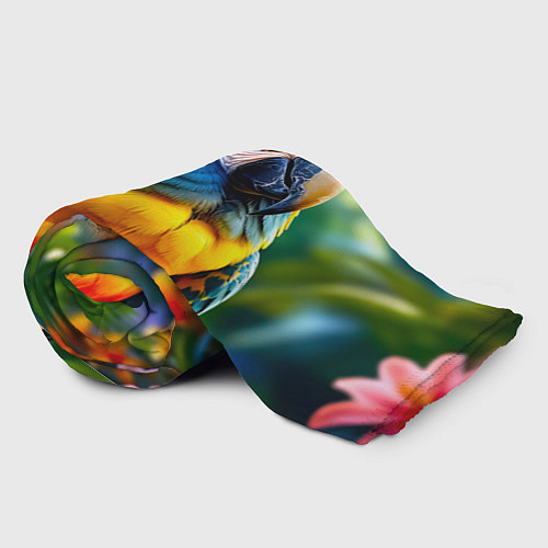 Плед Сине-жёлтый ара / 3D-Велсофт – фото 2