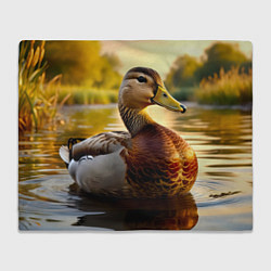Плед флисовый Утка на пруду, цвет: 3D-велсофт