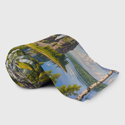 Плед Скалы у озера: песнь лета / 3D-Велсофт – фото 2