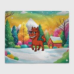 Плед Красная лошадка в очках подмигивает 2026