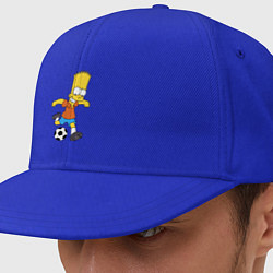 Кепка-снепбек Барт Симпсон бьёт по футбольному мячу, цвет: синий