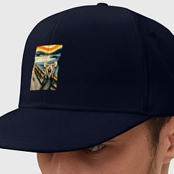 Кепка-снепбек Мышка кричит на картине Эдварда Мунка - мем искусс, цвет: тёмно-синий