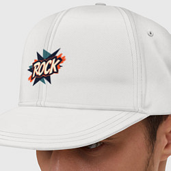 Кепка-снепбек Слово rock в стиле комикса, цвет: белый