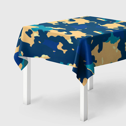 Скатерть для стола Камуфляж: голубой/желтый / 3D-принт – фото 2