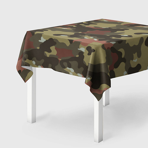 Скатерть для стола Камуфляж: коричневый/хаки / 3D-принт – фото 2