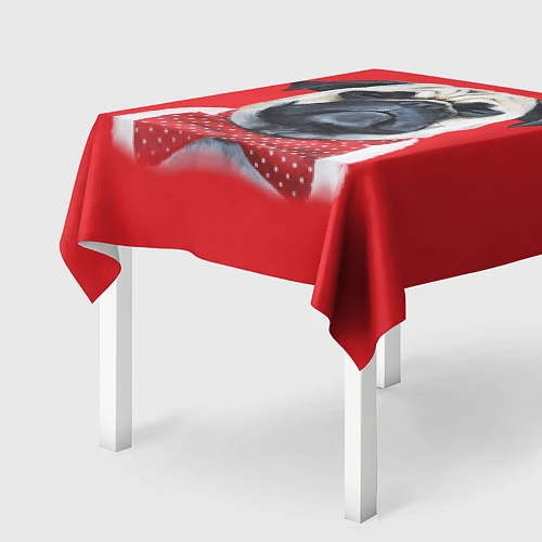 Скатерть для стола Довольный мопс: реализм / 3D-принт – фото 2