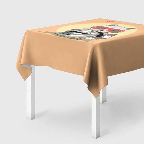 Скатерть для стола Raccoon Love Coffee / 3D-принт – фото 2
