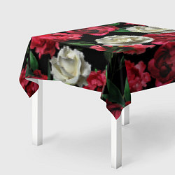 Скатерть для стола Красные и белые розы, цвет: 3D-принт — фото 2