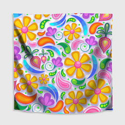 Скатерть для стола Абстракция и цветы, цвет: 3D-принт