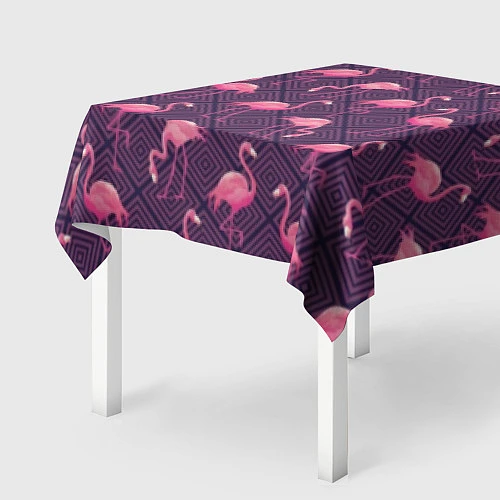 Скатерть для стола Фиолетовые фламинго / 3D-принт – фото 2