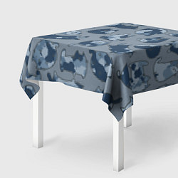 Скатерть для стола Камуфляж с котиками серо-голубой, цвет: 3D-принт — фото 2