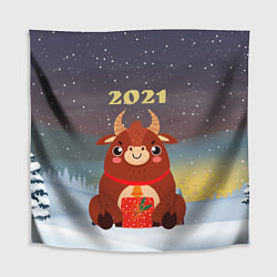 Скатерть для стола Бык с подарками 2021, цвет: 3D-принт