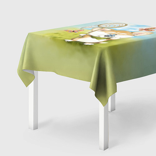 Скатерть для стола Корги и бабочка / 3D-принт – фото 2