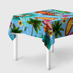 Скатерть для стола Пальмы, волны, серфинг, цвет: 3D-принт — фото 2