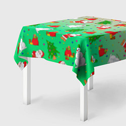 Скатерть для стола Новогодний узор елка санта, цвет: 3D-принт — фото 2