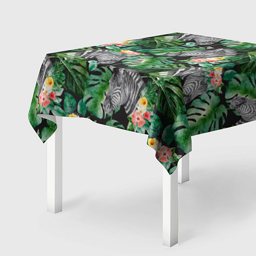 Скатерть для стола Зебра и листья / 3D-принт – фото 2