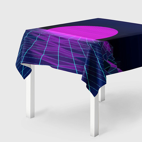 Скатерть для стола Закат розового солнца Vaporwave Психоделика / 3D-принт – фото 2