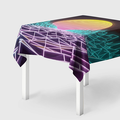 Скатерть для стола Vaporwave Закат солнца в горах Neon / 3D-принт – фото 2
