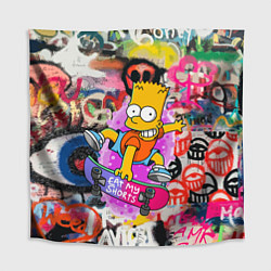Скатерть для стола Скейтбордист Барт Симпсон на фоне стены с граффити, цвет: 3D-принт