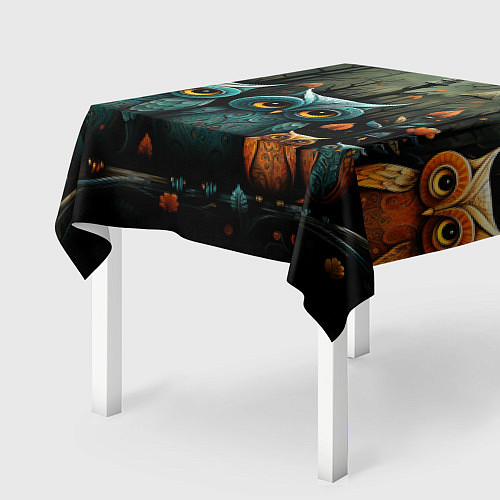 Скатерть для стола Совы в стиле Folk Art / 3D-принт – фото 2