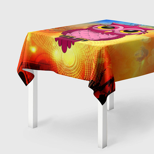 Скатерть для стола Малиновая сова на абстрактном фоне / 3D-принт – фото 2