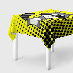 Скатерть для стола Енот на желтом фоне с черными пятнами, цвет: 3D-принт — фото 2