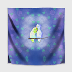 Скатерть для стола Влюбленные попугаи в день Святого Валентина, цвет: 3D-принт