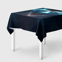 Скатерть для стола Каменное сердце в синем неоновом электрическом све, цвет: 3D-принт — фото 2