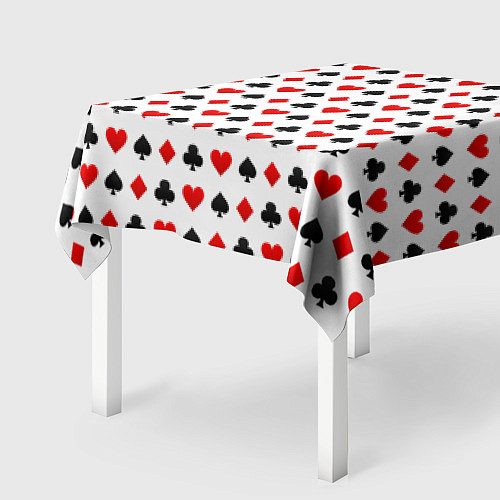 Скатерть для стола Карточные масти на белом фоне / 3D-принт – фото 2