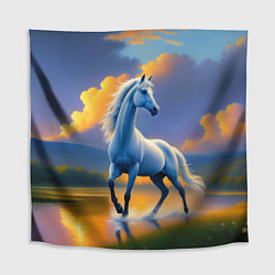Скатерть для стола Белая лошадь на рассвете, цвет: 3D-принт