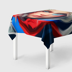 Скатерть для стола Девушка с голубыми глазами в флаге, цвет: 3D-принт — фото 2
