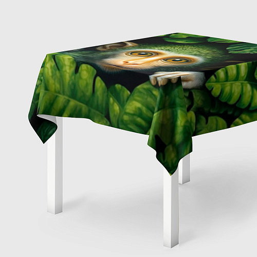 Скатерть для стола Маленькая обезьянка в листьях / 3D-принт – фото 2