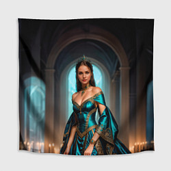 Скатерть для стола Девушка принцесса в бирюзовом платье с драгоценнос, цвет: 3D-принт