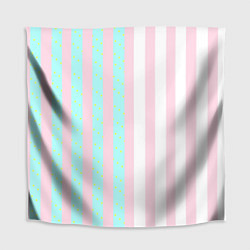 Скатерть для стола Полоска Барби и Кена - сплит: нежно-мытный и розов, цвет: 3D-принт