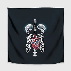 Скатерть для стола Два сросшихся скелета и сердце, цвет: 3D-принт