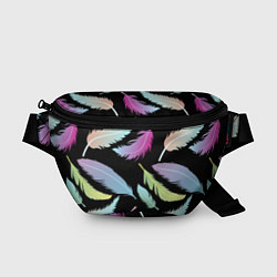 Поясная сумка Радужные перья, цвет: 3D-принт