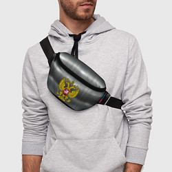 Поясная сумка Герб России на металлическом фоне, цвет: 3D-принт — фото 2