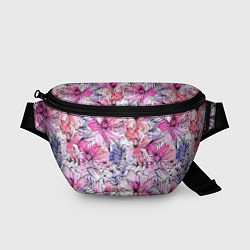 Поясная сумка Акварельные цветы, цвет: 3D-принт