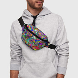 Поясная сумка Дудлы узор разноцветный хиппи, цвет: 3D-принт — фото 2