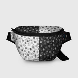 Поясная сумка Чёрно-Белые Снежинки, цвет: 3D-принт