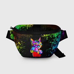 Поясная сумка РАДУЖНЫЙ КОТИК RAINBOW KITTY, цвет: 3D-принт